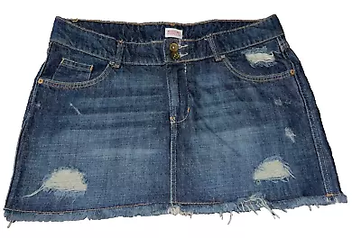 MOSSIMO SUPPLY CO  Denim Ripped Jean Skirt Size 15 X 13 Distressed • $16.99
