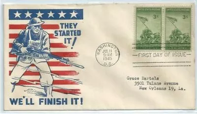 US FDC 929 Pair IWO JIMA 1945 DC POPPENGER  They Started It! We'll Finish It!  • $20