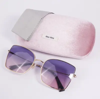 Miu Miu 51WS Sunglasses Antique Gold Frame Pink Gradient Blue Lens 140mm New • $166.79