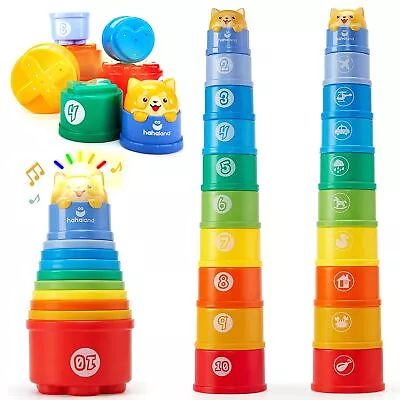 Hahaland Rainbow Stacking Cups 10 Pcs Toys For 1 Year Old Girls Boys Toddler ... • £8.98