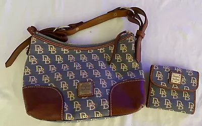 Dooney & Bourke Vintage Monogrammed Denim Shoulder Bag & Wallet VCG • $64.99