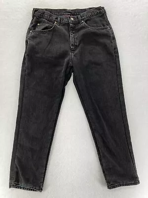 Vintage L.L. Bean Flannel Lined Jeans Mens 36x30 Black Denim Tapered Union Made • $29.99