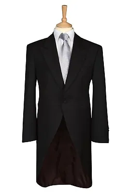 Plain Black Tailcoat Jacket Wedding Royal Ascot Morning Tails Long Formal Mens • $123.09