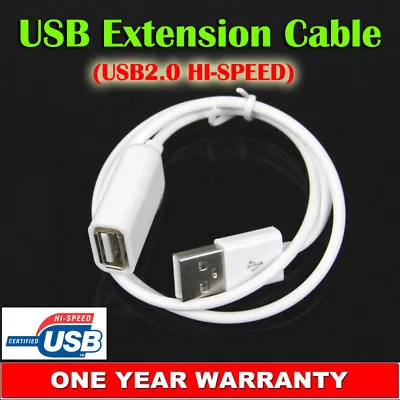 $6.34 • Buy USB Extension Cable Type-A Male To Female M/F Copper Core Extended Cord White AU