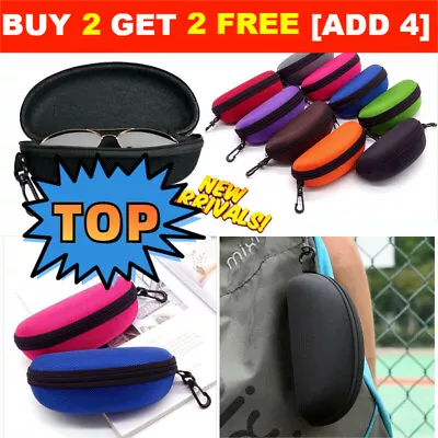 Portable Zipper Eye Glasses Sunglasses Hard Case Box Protector Large Hold Gift L • £6.09