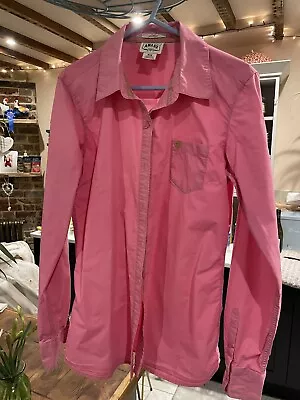 Womens Ariat Western Shirt Long Sleeve Pink  With Green Trim Ladies Size Medium • £25