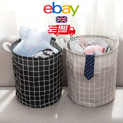 Laundry Basket Bin Clothes Washing Hamper Storage Large Bag Collapsible Foldable • £6.50