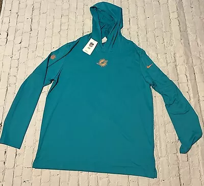 Miami Dolphins Nike Sideline Performance Long Sleeve Hoodie T-Shirt 2023 NFL XL • $109.98