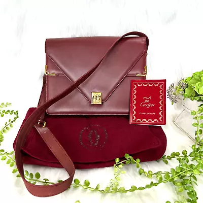 Cartier Must De Cartier Must Line Shoulder Bag Leather Bordeaux Auth • $269