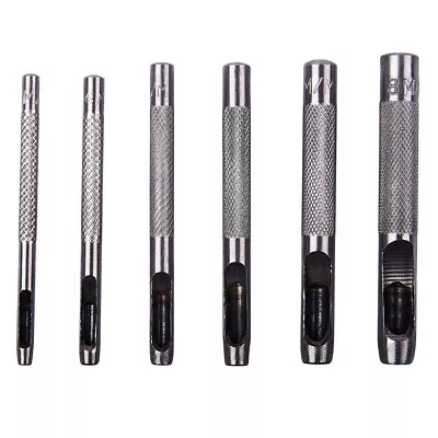 6 Piece Hollow Punch Set Amtech Quality Tool Leather Hole Cutter Paper New • £3.59