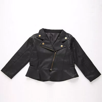 Kid Boy Girl Leather Jacket Cool Baby Boy Motorcycle Biker Coat Outerwear • £17.49