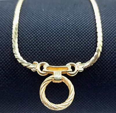 Christian Dior Necklace  Gold Tone With Round Shaped Pendant - GENUINE • £195