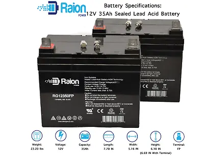 Raion Power 2 Pack- UB12350 12V 35Ah Pride Victory AGM1234T Replacement Battery • $139.95