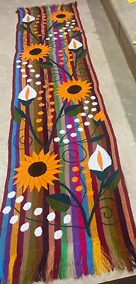 Girasoles Sunflower Mexican  Embroidered Chipas 62x16  Multicolored • $85