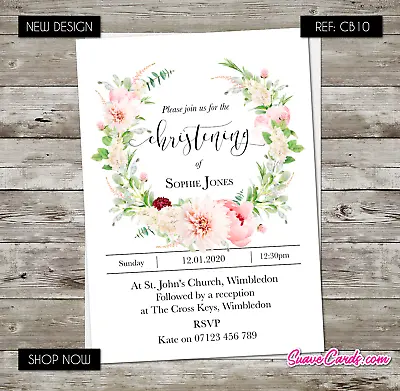 £5.99 • Buy Christening Baptism Invitation Holy Communion Confirmation Party Invites Floral
