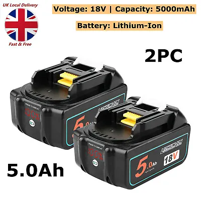 2x 18V 5.0Ah Li-ion Battery For Makita BL1815 BL1830 BL1840 BL1850 BL1860 LXT400 • £46.85