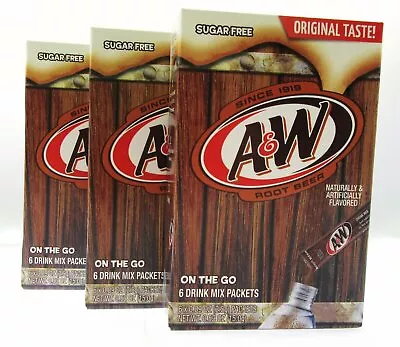 A & W Root Beer ~ Original Taste! ~ 6 Sticks ~ Sugar Free ~ Drink Mix ~ Lot Of 3 • £11.60