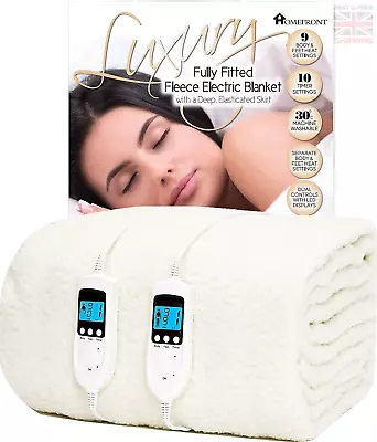 Homefront Electric Blanket Double Size Dual Control Premium Fleece Fully Fitted • £93.80