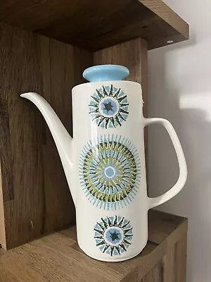 Retro Aztec Coffee Pot By J & G Meakin Studio Blues Greens 60s 70s Vintage • £10.99