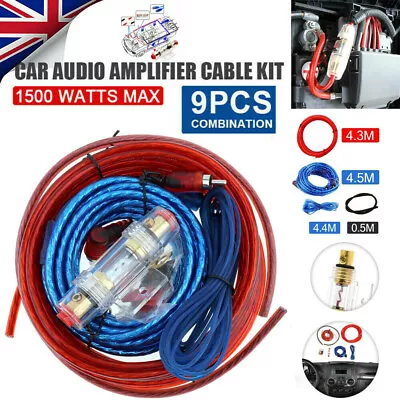 1500 WATT Car Power Audio Amplifier Wiring Kit Subwoofer AMP RCA Power Cable Sub • £6.37