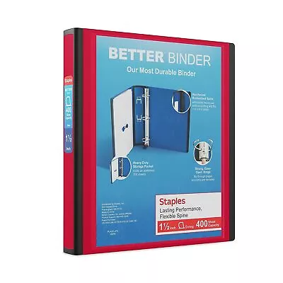 Staples 1.5  3-Ring Better Binder Red (18369) 807711 • $10.54