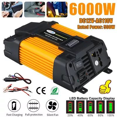 6000W Car Power Inverter 12V DC To 110V AC Power Sine Wave Converter Transformer • $12.99