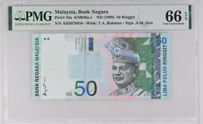 Malaysia Bank Negara RM 50 T.A. Rahman - Sign A.M.D(1998)  66 EPQ H .GRADES • $119