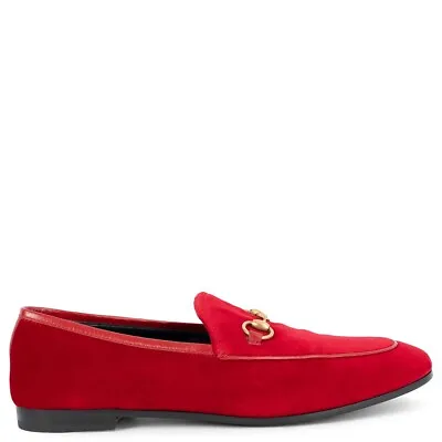 $699.99 • Buy 68511 Auth GUCCI Red Velvet JORDAAN Horsebit Loafers Shoes 38