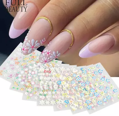 10 Sheets 3D Daisy Flower Butterfly Nail Art Stickers Charms Decoration Manicure • $3.95