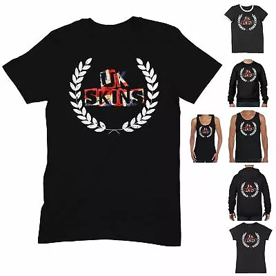 UK Skins Union Jack Flag Laurel Leaf T Shirt - Oi Punk Skinhead British England • £29.95