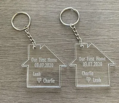 2 X Personalised Keyrings Our First Home Acrylic Gift House Warming • £5.99