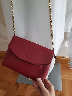 As New Oroton Genuine Saffiano Leather Chain Strap Red Crossbody Shoulder Bag. • $85