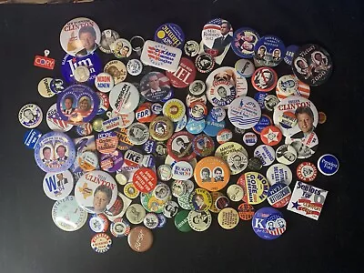 HUGE Lot Of Over 125 Pins / Buttons Political+ Campaign Presidential Ike FDR LBJ • $66