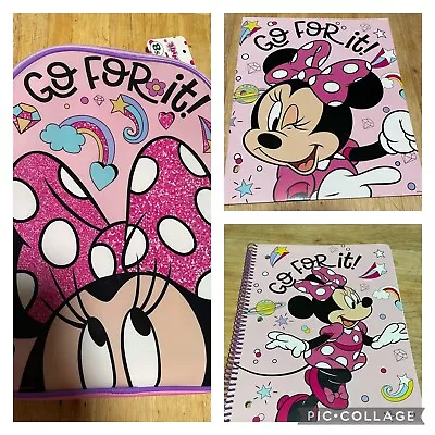 Minnie Mouse 15  Backpack Matching Notebook & Folder “ Go For It “ Junior NWT • $13