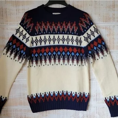 Vtg Rare Gimbels Grandpa Sweater Chunky Ski Sweater Crewneck Sweater L • $75