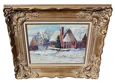 George Gardner Symons Oil Painting Winter Landscape Houses Ornate Frame Listed • $5999.99