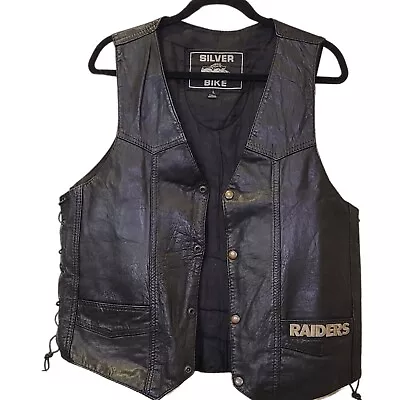 Vintage Leather Raiders Motorcycle Vest With Patches • $80