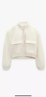 £130 • Buy NEW Zara Woman Ecru Cream Maxi Bomber Jacket With Pockets, Size S Viral Coat
