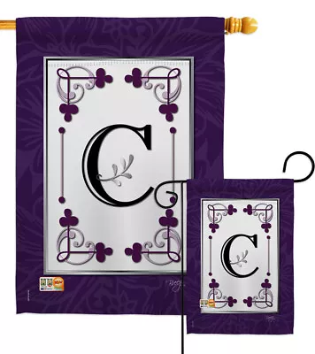 Classic C Initial Simply Beauty Monogram Last Name Purple Garden House Yard Flag • $69.95