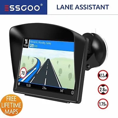 ESSGOO 7'' Car & Truck Sat Nav GPS Navigation Free Lifetime UK & EU Maps POI 8GB • £42.56