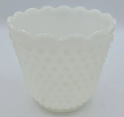 Fire King Hobnail Milk Glass Scalloped White Vase Planter Bowl Vintage • $8.99