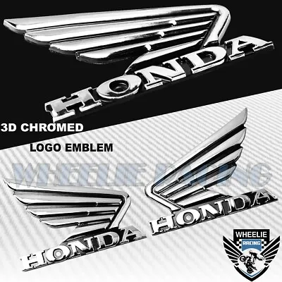$17.88 • Buy 3.5  4mm 3d Abs Black&chrome Honda Wing Logo Decal Emblem Tank/fender Sticker