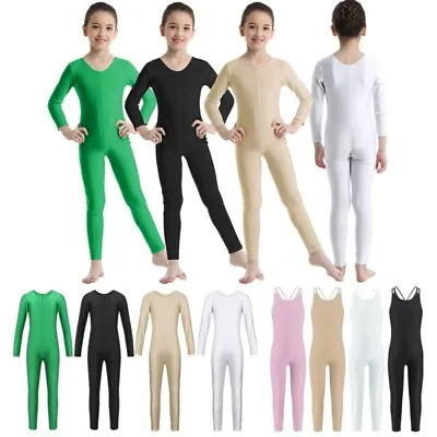 £10.20 • Buy Kids Girls Leotard Full Length Bodysuit Dance Gymnastics Catsuit Unitard Costume