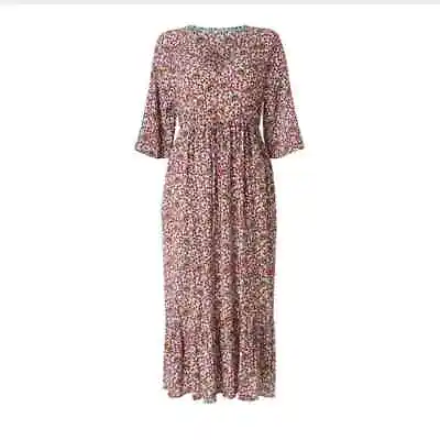 Boden Navy Island Bloom Multicolor Floral Boho Darcy Dress Womens 2 • $58