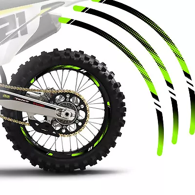 Green 21 In. 19  Dirt Bike Decal Rim Sticker D01 For Kawasaki KX250F 18 19 20 21 • $37.86