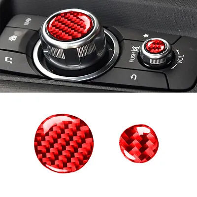 2Pcs Red Carbon Fiber Multimedia Button Cover Trim For Mazda MX-5 Miata 16-2020  • $7.69