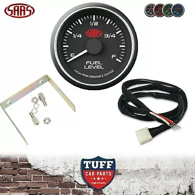 SAAS Fuel Level Gauge Black Face Dial Electric 52mm Multi Colour + Fitting Kit • $89.95