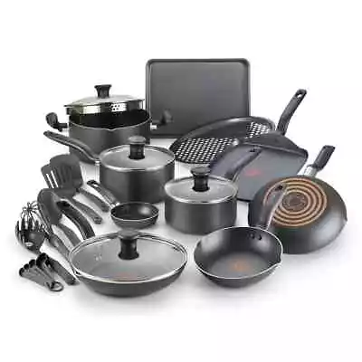 T-fal 20pc Simply Cook Nonstick Cookware Set Black • $80.99