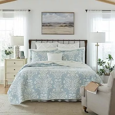 Laura Ashley Home - Queen Quilt Set Reversible Cotton Bedding With Matching ... • $84.71