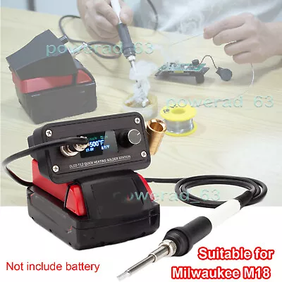 Soldering Station Iron T12 Digital For Milwaukee 18v M18 Battery Cordless Tool • £64.49